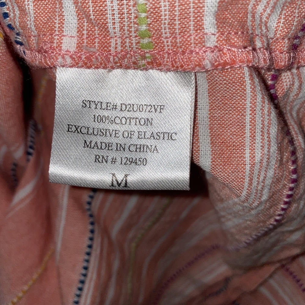 Wrangler Blouse Peach Stripe Smocked  Medium Flutter Sleeve Western Rodeo - Picture 7 of 7